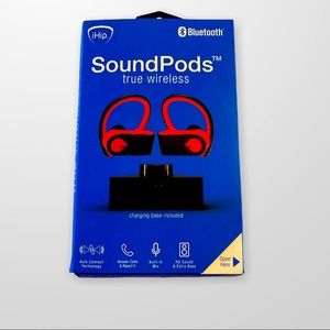iHip Bluetooth SoundPods True Wireless -Black/White- Charging Base Included -New